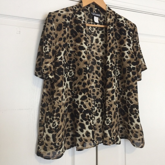 Vintage 80’s/90’s Open Front Leopard Print Blouse - Picture 3 of 10
